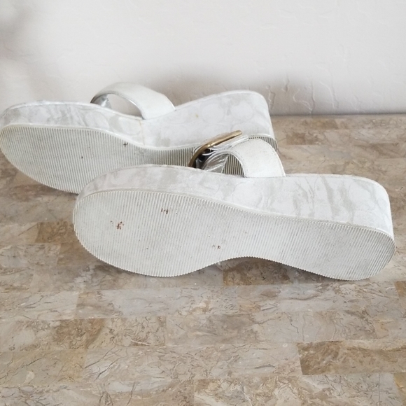 Coach Silver White Logo Wedged Sandal - Picture 6 of 6